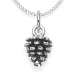 NEW LOWER PRICE Heather Needham Sterling Silver Pine Cone Necklace on 16"/40cm Silver chain - Size:12mm (plus the top ring) x 7mm. Gift boxed 8089/16/Hnbox