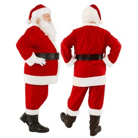 Wabolay Santa Claus Costume for Men Santa Suit Adults 10PCS Professional Deluxe Red Velvet Christmas Clause Outfit Cosplay 2XL