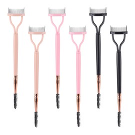 6 Pcs Eyelash Separator Comb with Spoolie Brush, Dual Head Lash Separator Tool Eye Lash Comb Brush (Black, Pink)