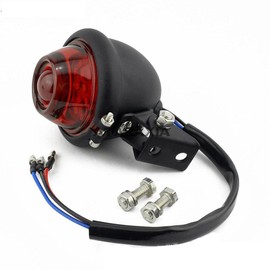 FUKWUNTO Motorcycle Tail light Brake Stop Lamp Retro Universal 12V Taillight for Cafe Racer Bobber Chopper ATV (Red)