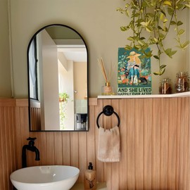 Wallors Gardening Gifts Metal Garden Signs for Outside Garden Decor - And She Lived Happily Ever After, Vintage Yard Patio Room Wall Art Decor 8X12 Inches