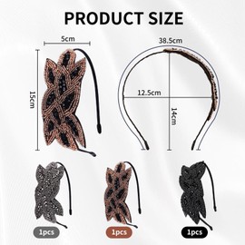 3 Pieces Pearl Rhinestone Tiara Retro Headband Boho Headband Cosplay Hair Accessories Clothing Accessories