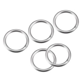 METALLIXITY 304 Stainless Steel O Rings (50mm OD 6mm Thick) 5pcs, Welded Round Ring - for Hanging Objects
