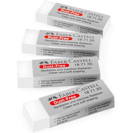 Faber-Castell Dust-Free Comfort Edge Eraser Rubbers - White - Pack of 4