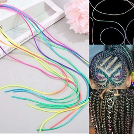 Elastic String Hair Accessories Metallic Cord Stretchy Ribbon Ties for Dreadlocks Braiding Hair (2M Rainbow)