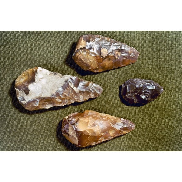 Paleolithic Tools Nhand Axes Chipped From Flint Nodules C200000 BC