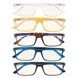 Eyekepper 5 Pack Blue Light Filter Glasses Stylish Computer Reading Glasses +4.00