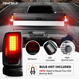 Cenfeild LED Tail Light Pair Compatible with 1994-2001 Dodge Ram 1500, for 1994-2002 Dodge Ram 2500 3500 Pickup LED Tube Rear Brake Lamp Taillight Assembly Clear Lens