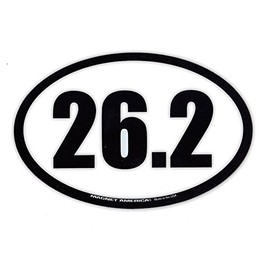 Magnetic Bumper Sticker - 26.2 Marathon Magnet (Black, White Design) - Oval Magnet - 6.5" x 4.25"