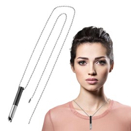 Vigorola Unisex Adjustable Whistle Pendant Necklace, Stress Relief Necklace with Pendant for Meditation/Anxiety Relief/Relaxation/Exercise/Clothing Accessory (Black + Silver)