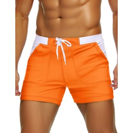 TACVASEN Swimming Trunks Mens Briefs Water Sports Swim Wear Boardshorts UV Protection Summer Casual Beach Boxer, 40, Orange 01