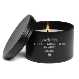 Scented Candle Gift 8oz with Lid Smells Like You are Going to Be an Aunt Again Pregnancy Announcement Baby Reveal Second Baby (Vanilla - Black)