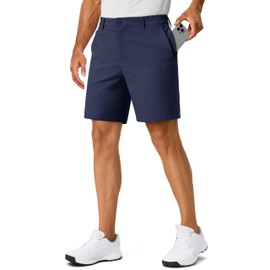 TACVASEN Mens Casual Shorts 7 Inch Inseam Stretch Lightweight with 6 Pockets Golf Dress Shorts for Summer Work Hiking Quick Dry Classic Fit Navy Blue 38