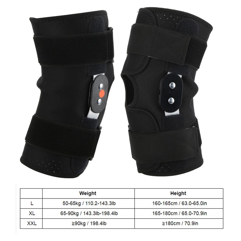 Hinged Knee Brace Support Adjustable Knee Joint Pads with Strap