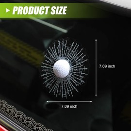 MOXRUQ 1 PC Tricky Car Broken Glass Window Stickers, 3D Prank 7.09" Funny Stereo Balls Hits Car Body Window Decal, Realistic Ball Impact Windows Sticker, Universal for Most Cars (White#Golf)