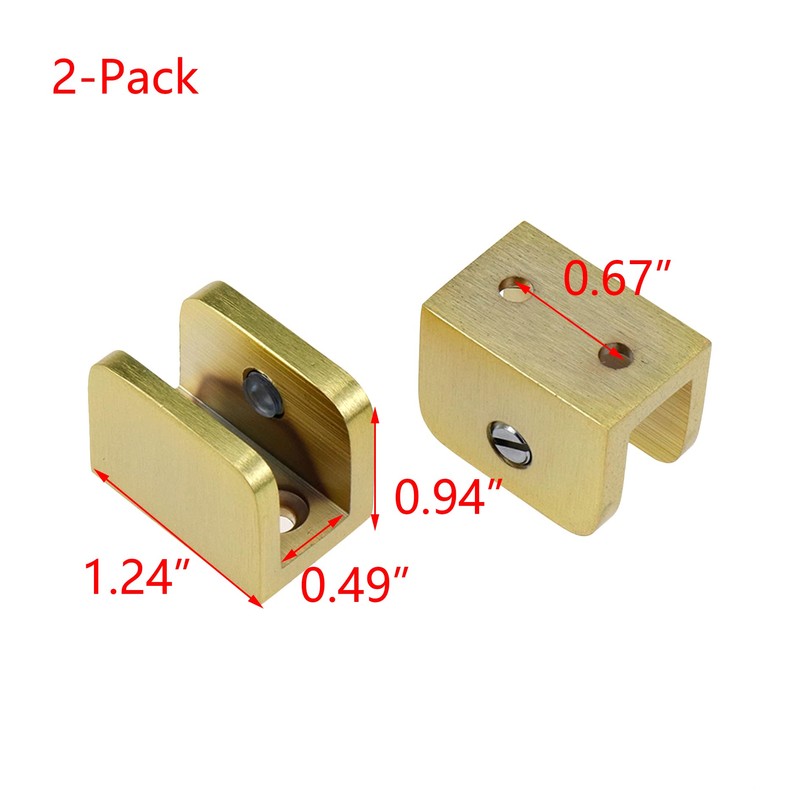 HEVSTIL 2-Pack Glass Clamp,Brass Glass Clamps No-Drill-on-Glass Glass Holder Bracket