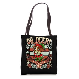 Jack Russell Terrier Oh Deer Christmas Dog Santa Claus Elf Tote Bag