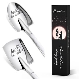 Her and Him Ice Cream Spoons, Stainless Steel Coffee Spoon Pack of 2 Set Valentines Day Wedding Gifts for Couple Lovers for Wedding Anniversary