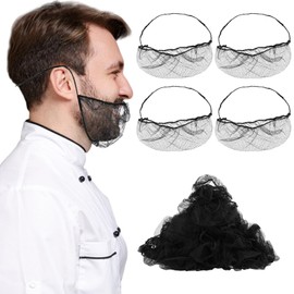 100 Pack Elastic Beard Nets Food Service Comfortable Beard Covers for Men Breathable Beard Guards Cooking Cleaning Hair Nets for Food Service Workers (Black)