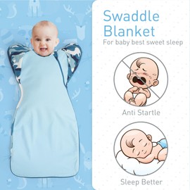 Knirose 3-Way Wearable Swaddle Blankets Sleep Sacks with Arms Up, Hands Up Sleeping Sack Easy Diaper Changing Sleeping Bag for Baby Boy Girl Newborns Transitions to Arms-Free Calms Startle Reflex