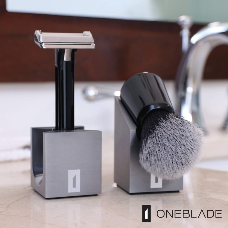 OneBlade Soporte vertical para cepillo para polvo de afeitado (plateado)