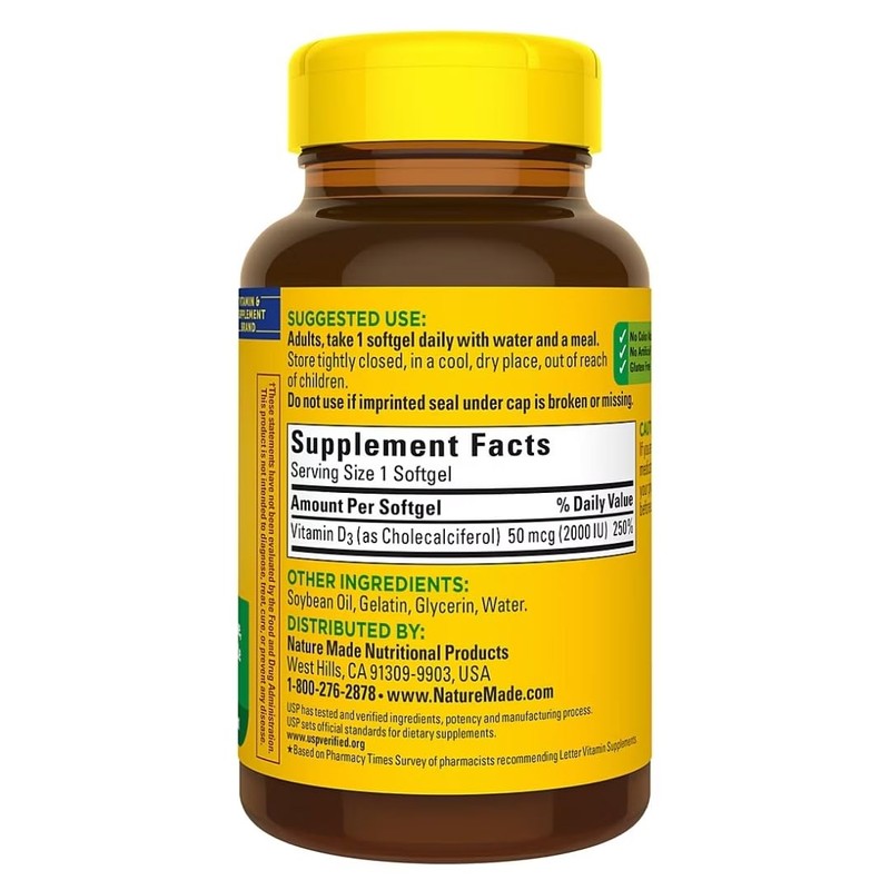 Nature Made Vitamin D3 2000iu 320 Ct. Soft Gels (Packaging