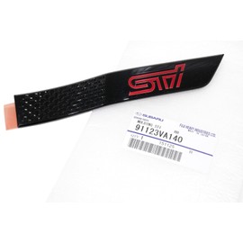 Subaru 15-16 WRX STi Right Side Molding Fender Badge Emblem Black w/Red OEM New