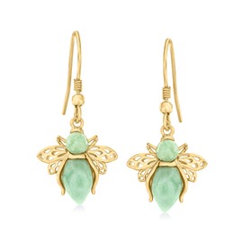 Ross-Simons Jade Bumblebee Drop Earrings in 18kt Gold Over Sterling