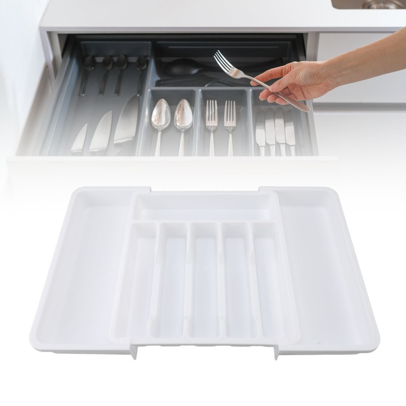 Expandable Utensil Tray Multi Compartments Space Saving Expandable Kitchen Drawer