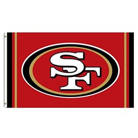 Yerchic 49ers Flag San Francisco Banner 3 * 5ft for Sports Fans Garage Indoor Room Man Cave Wall Decoration Durble Polyester Tapestry
