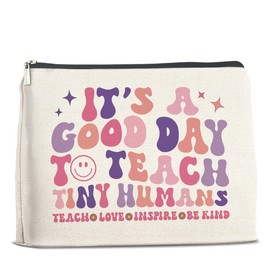 UPNEGE Gifts for Teacher Makeup Bag, Kindergarten Teacher Gifts Teacher Appreciation Gifts for Women Best Teacher Gifts It's a Good Day to Teach Tiny Humans Cosmetic Bag Zipper Makeup Pouch