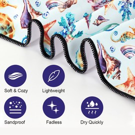 Rstick Seashells Beach Towel Oversized 36"x72" Quick Dry Thin Lightweight Bath Towel for Pool Travel Yoga