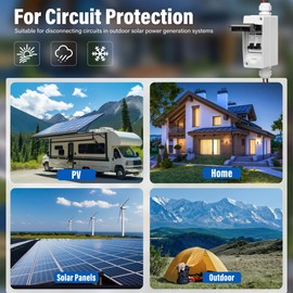 MINGSONG Solar Panels Disconnect Switch 50Amp DC Solar Shut Off Switch 400V 2 Poles Outdoor AC Small Miniature Circuit Breaker Box, IP65 Waterproof UV-Proof for PV Homes