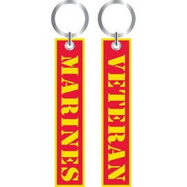 Artisan Owl USMC Veteran Embroidered Key Ring – Durable Military-Style Keychain for Proud Veterans 5x1 Red with Yellow Text