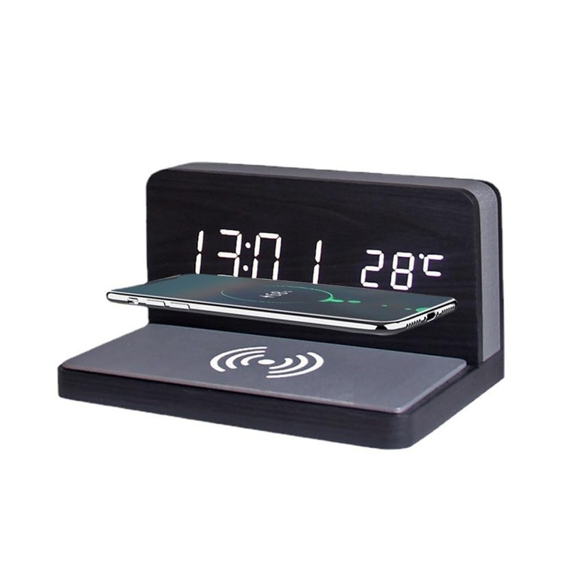 Peakloong 10W Multifunctional LED Wireless Charging Alarm Clock Silent Clock