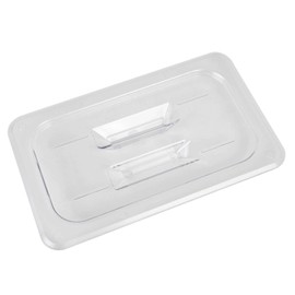 TrueCraftware- 1/4 Size Solid Polycarbonate Handled Food Pan Lid Clear Color-Food Storage Container Cover Restaurant Commercial Hotel Pans Cover for Food Prep Fruits Vegetables Beans Corns