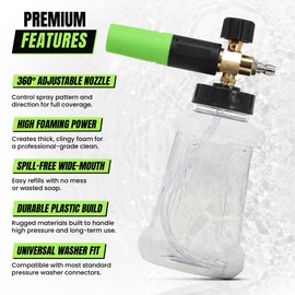 UltraBlast Foam Cannon for Pressure Washer - High-Foaming Adjustable Soap Foam Sprayer for Car Wash - 360° Adjustable Nozzle Foaming Soap Dispenser for Home and Professional Use