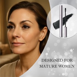 Waterproof Mascara for Older Women – Smudge-Proof, Long-Lasting Volume, Lengthening & Curling Mascara for Thinning Lashes – Gentle Formula for Mature Eyes, Clump-Free Definition (Black)