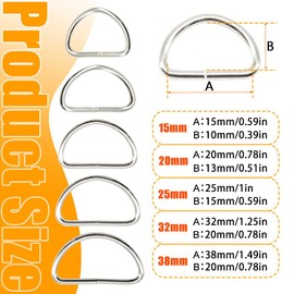 Hocansen 30 Pieces D Rings 32mm Metal D Ring Buckle for Sewing Small D Ring Clips Accessories for Bags DIY Hardware（32mm/D）