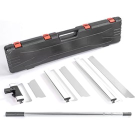 BHTOP Drywall Tools Skimming Blade with Extension Handle - 12", 22" & 32" Blades Extruded Aluminum 301 Stainless Steel Construction Tools End Caps, Wall-Board with 0.5mm&0.35mm Thickness