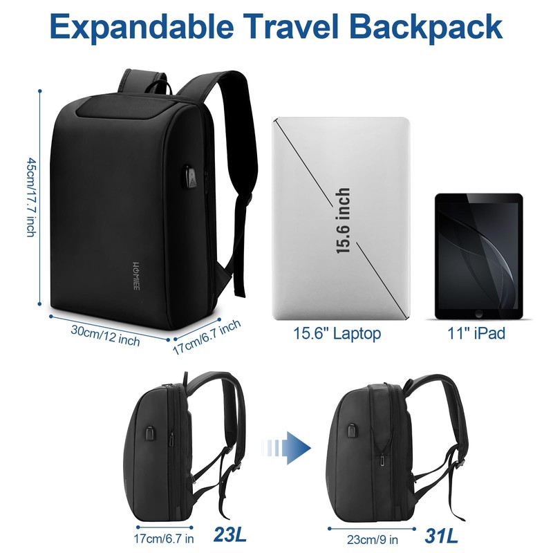 HOMIEE Backpack Anti-Theft Laptop Backpack 15.6 Inch with USB Charging