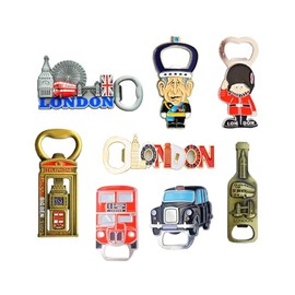 Great Mix of Famous London Icons Fridge Magnet Bottle Openers - Set of 8 (SHOPONICA)