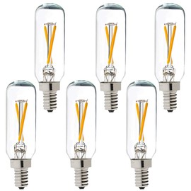 LiteHistory Dimmable T6 led Bulb 25W Candelabra led 2700K Clear 200lm 2W e12 T25 led Bulb 6Pack