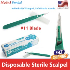 MedPride 10 PK DISPOSABLE SCALPELS #11-SINGLE USE - DISSECTING, SURGICAL, DERMAPLANING