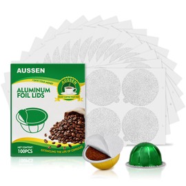 Aluminum Foil Seals Lids For Reusable Nespresso Pods，Compatible with Nespresso Vertuoline Machine, Reuse Coffee Pods Cover Seals 64mm 100pcs