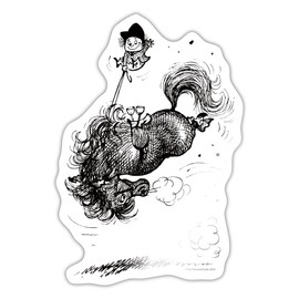 Spreadshirt Thelwell Bolting Pony Sticker, 10 x 10 cm, white glossy