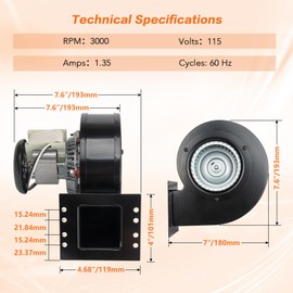 80472A 80472 Distribution Blower Fan for US Stove 6041 & 6039 & 5500 & 5500M, King 5502M & KP130 & 5500M & 5500, American Harvest 6039 6041, USSC 6039 6041, Ashley AP5660L Pellet Stoves