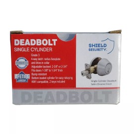 SHIELD Security Satin Nickel Finish Single Cylinder Deadbolt New In Box