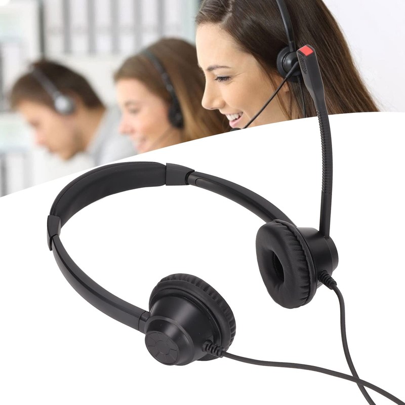 RJ9 Telephone Headset with Microphone Noise Cancelling Dual Ear Office
