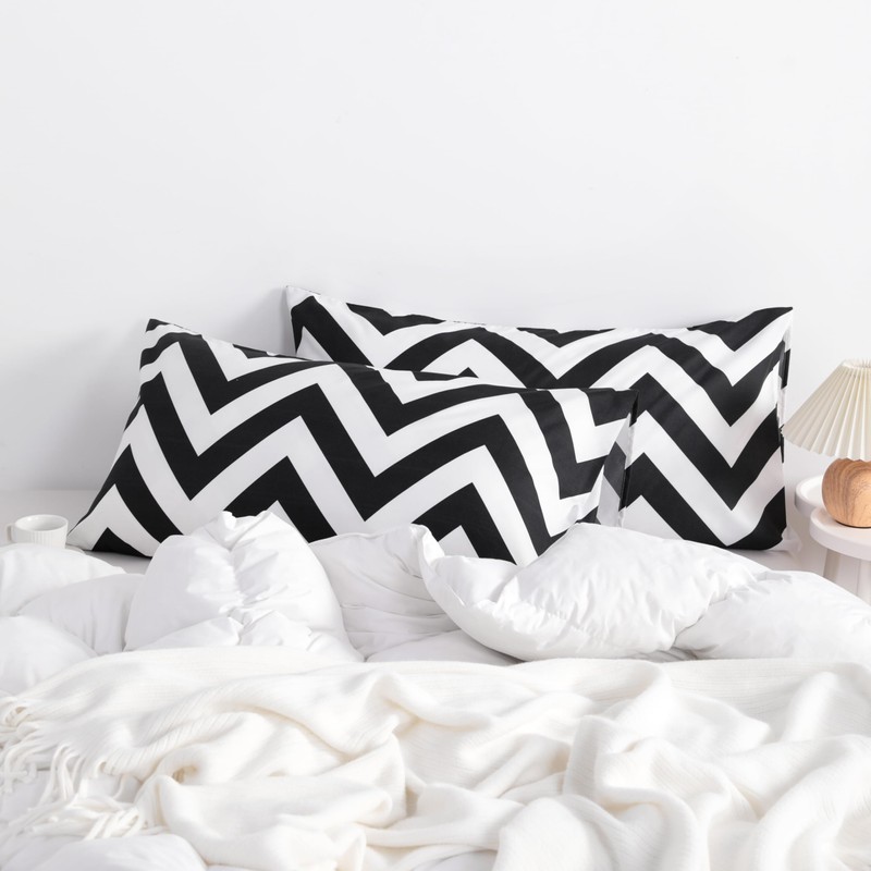 NTBAY King Chevron Pillowcases Set of 2, 1800 Thread Brushed